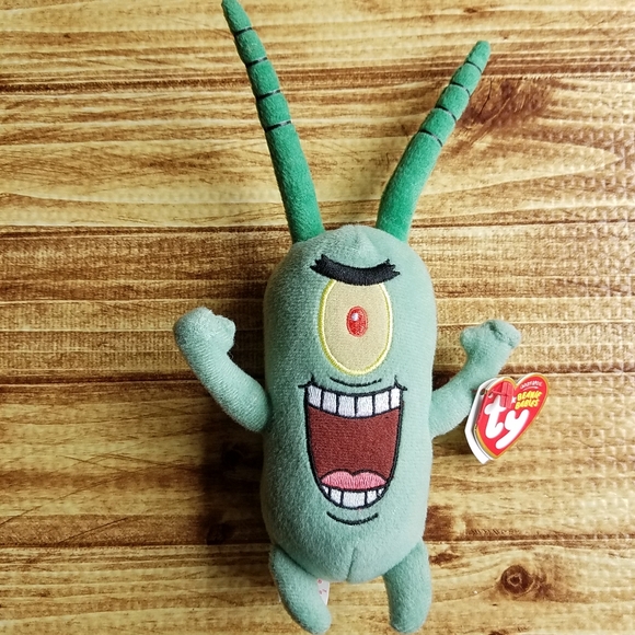 SpongeBob SquarePants Sheldon J. Plankton Plush Ty Beanie Babies Purse Pal - Picture 1 of 7